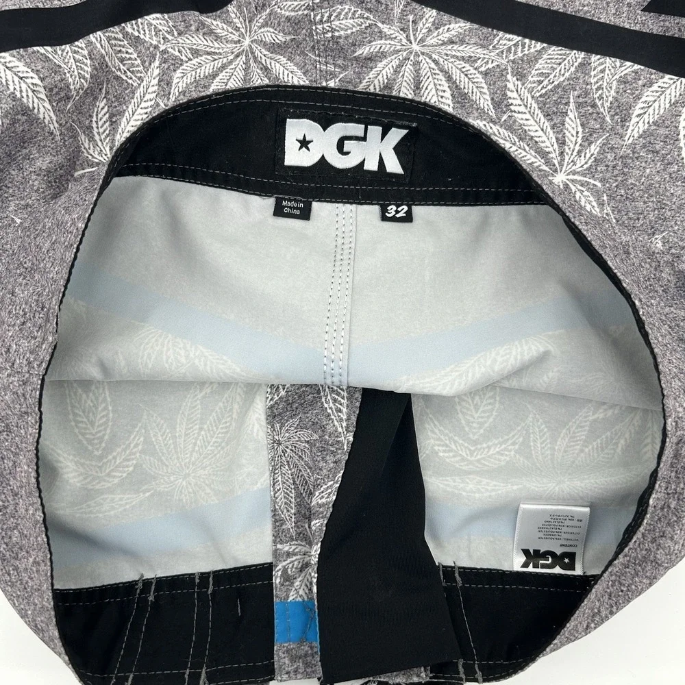 DGK Mens 32 Cannabis Weed Leaf Print Board Shorts Heather Gray Skate Streetwear